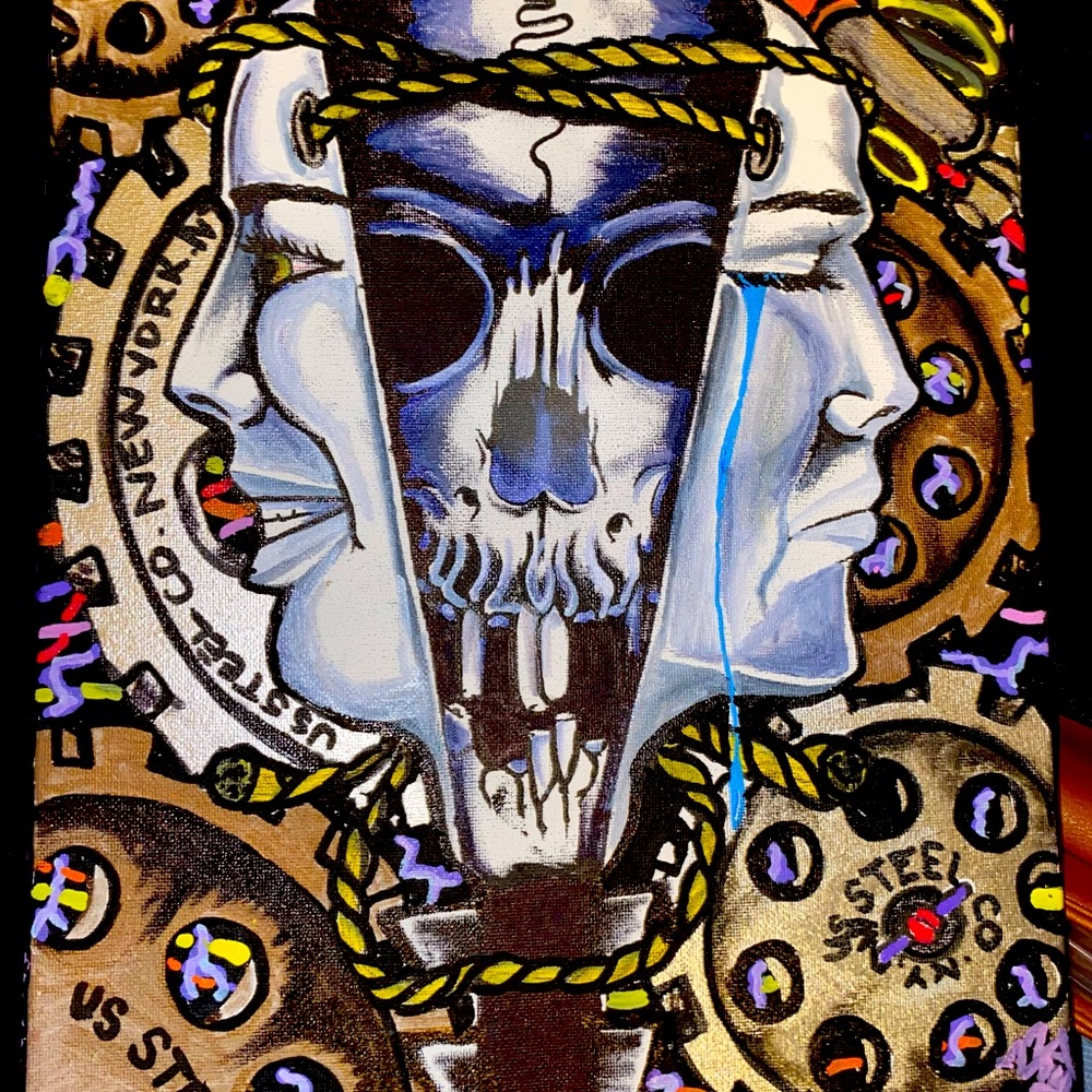 One of a kind custom canvas by graffiti/tattoo artist JP Savage